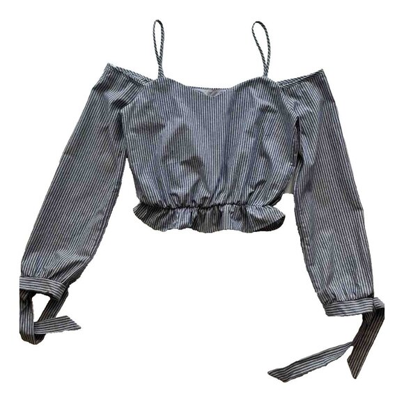 Nasty Gal Emory Park Cold Shoulder Top M Blue NWOT - Picture 8 of 11